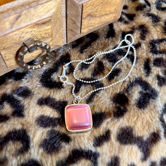 Vintage Pink Pendant Ball Chain Necklace Choker - Picture 5 of 7